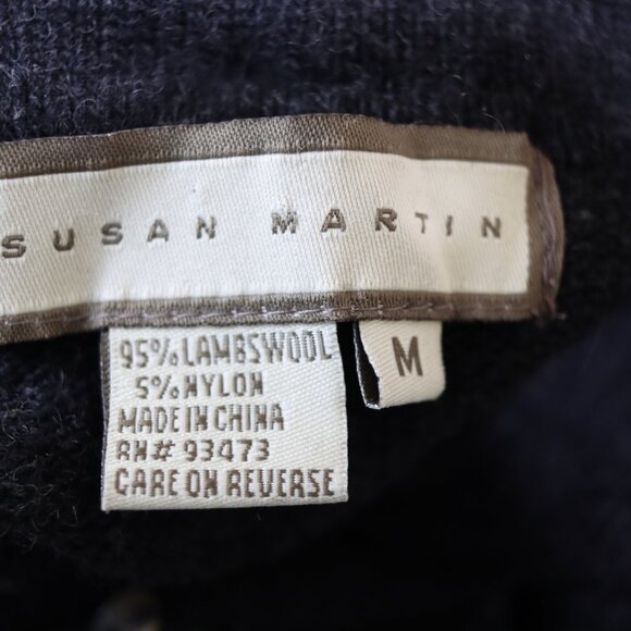 Susan Martin Dark Gray Black Mother of Pearl Button Swing Cardigan Medium - Picture 16 of 16